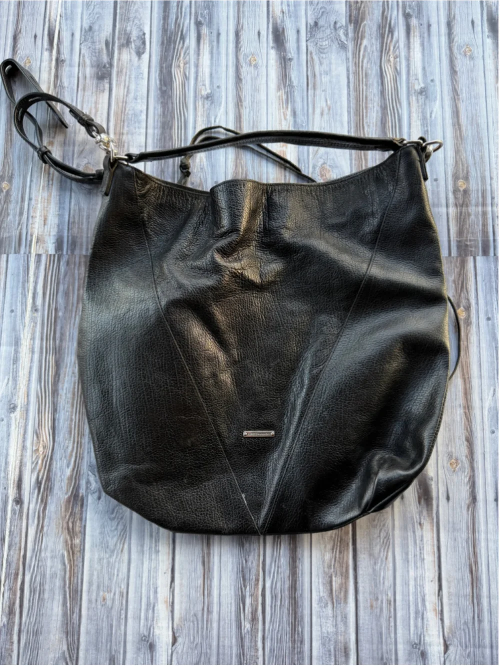 Rebecca Minkoff Moto hobo bucket bag black pebbled Leather purse  Hobo